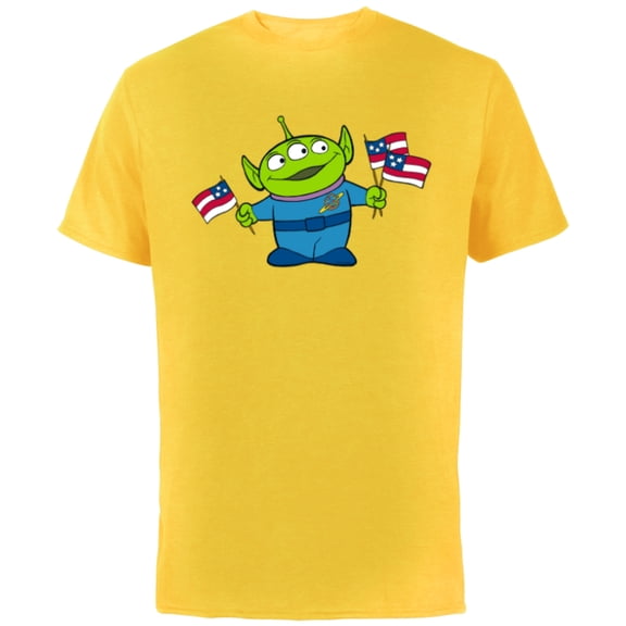 Disney and Pixar’s Toy Story Alien Fourth of July - Short Sleeve Cotton T-Shirt for Adults - Customized-Yellow