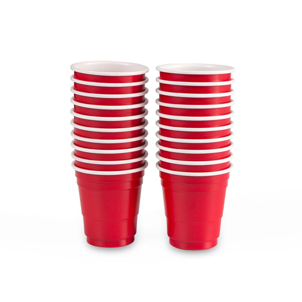 Mini Red Cup Disposable Plastic Shot Glasses 2 oz Pack of 20