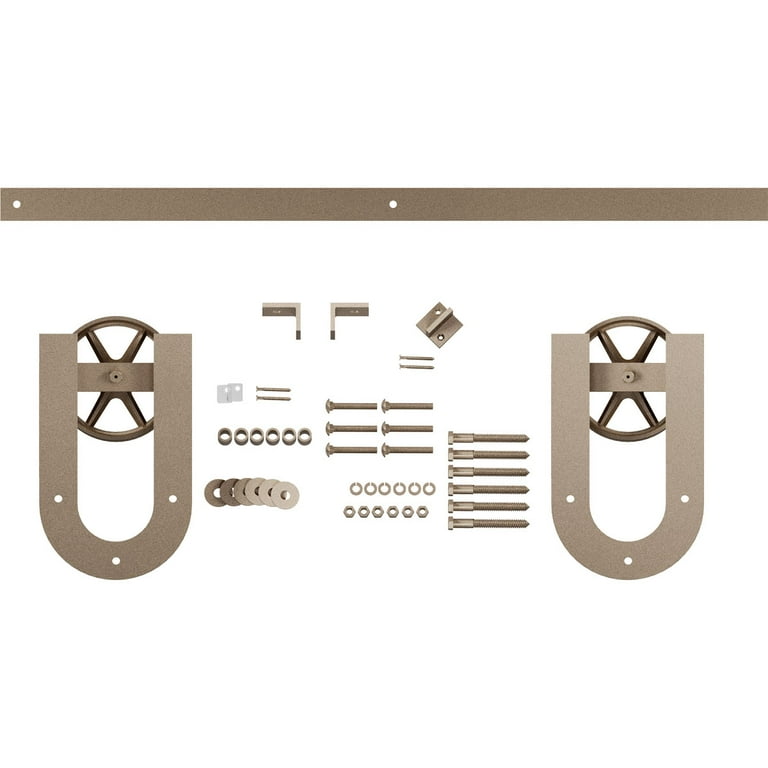 72 in. Antique Bronze Rustic Horseshoe Barn Style Sliding Door Track and Hardware Set 72 in. Antique Bronze Rustic Horseshoe Barn Style Sliding Door Track and Hardware Set