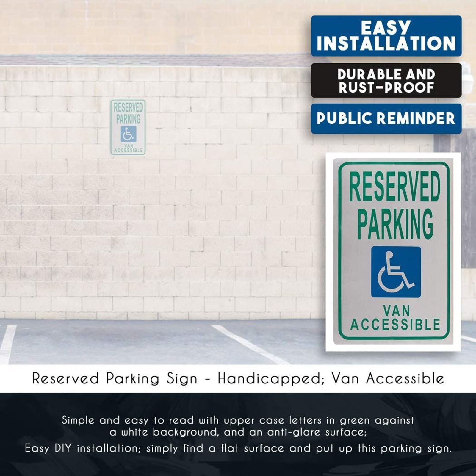 0.040 Aluminum 18 x 12 18 x 12 New York NMC TMS326GReserved Parking Handicapped Sign 