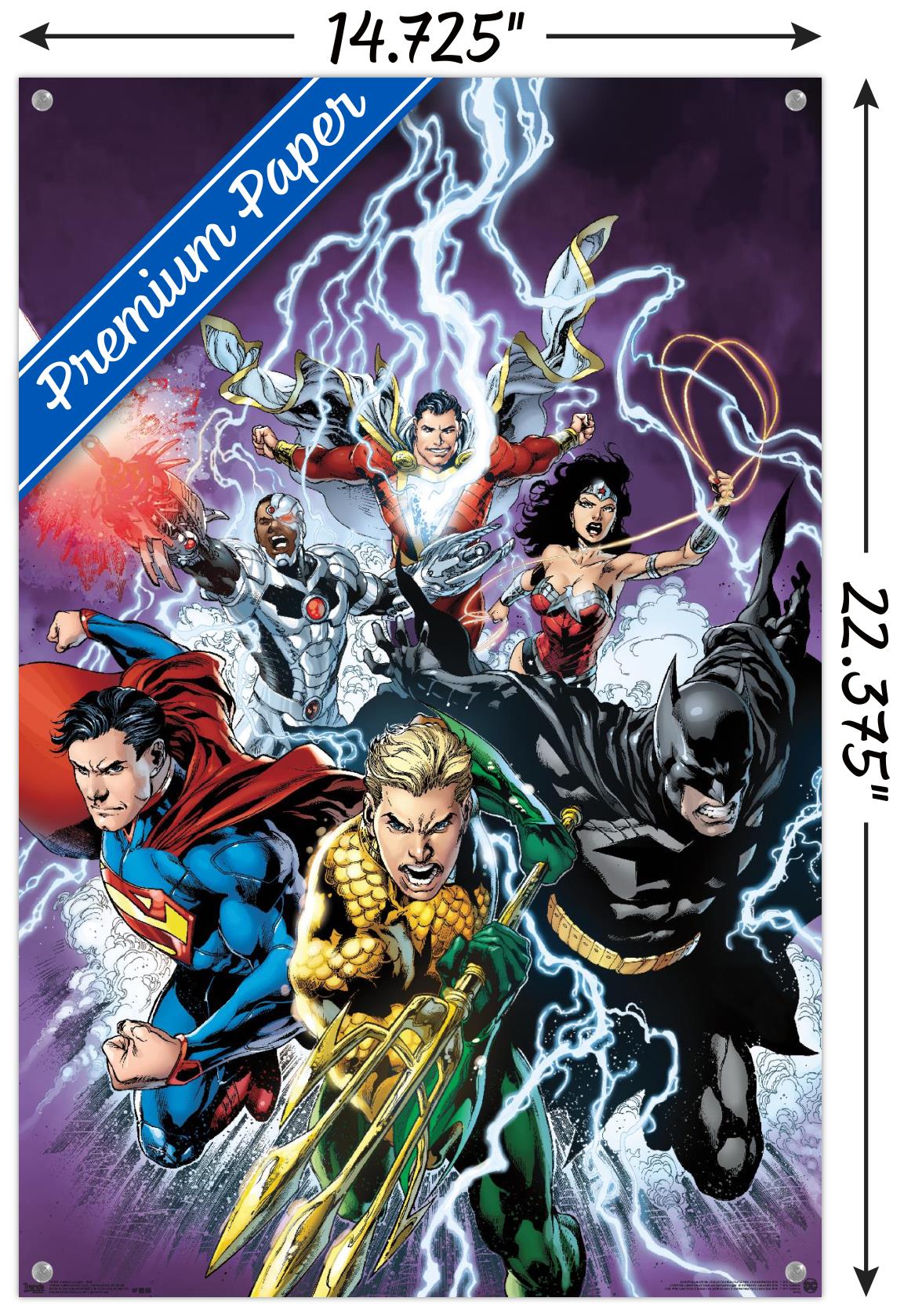 DC Comics - Justice League - Bolts Wall Poster with Push Pins, 14.725" x 22.375"