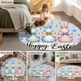 thumbnail image 5 of Round Rug 4Ft Washable Non-Slip, Easter Bunny Circle Area Rugs for Living Room Bedroom, Spring Watercolor Polka Dot Flower Plaid Blue Indoor Floor Mats Carpet Runner for Home Decor Aesthetic, 5 of 8