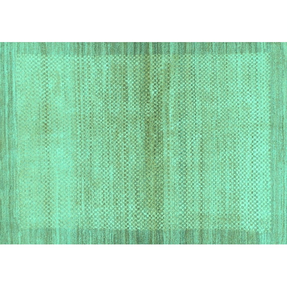 Ahgly Company Indoor Rectangle Abstract Turquoise Blue Modern Area Rugs, 5' x 7'