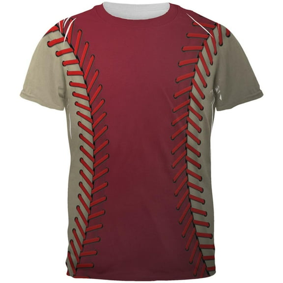 Baseball League Red and Sand All Over Mens T Shirt Multi SM