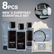 Bath Body Care Spa Gift Basket Sets for Men - 8 Pcs Luxury Leathers Scented Skin Self Care Kit Birthday Gifts for Him Grandpa