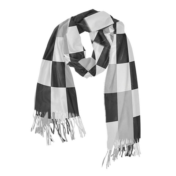 FORMRS Womens Scarf Winter Soft Long Big Warm Shawls Wrap Tassel Scarves, Black and Gray Plaid Pattern