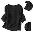 thumbnail image 3 of Shirts For Women Fashionable Casual Solid Color Pleated Cotton And Linen Tops Shirts And T Shirts Long Sleeve Shirts For Women, 3 of 6