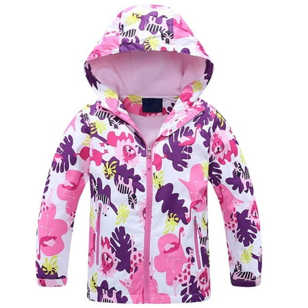 

ERTUTUYI Children Kids Outdoor Waterproof With Hoodie Jacket Keep Warm Coat Clothes White 140