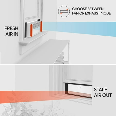 Sharper Image - PORTAL Window Fan with Reversible Exhaust - Ice White