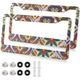thumbnail image 2 of Coolnut Mexican Talavera License Plate Frames 2pcs, Aluminum Universal Car License Plate Holder with Elliptical Hole for US Vehicles, 12"x 6", 2 of 7