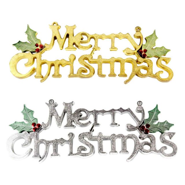 Designs Merry Christmas Signs Decorative Glittery Hanging Signs,Gold Merry Christmas Tree Wreath Decorations Accessories