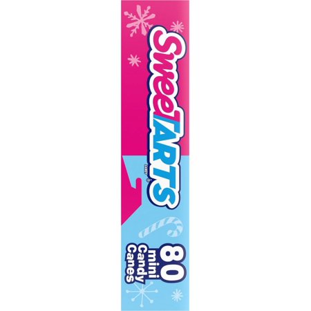 SweeTarts Mini Candy Canes, Holiday Christmas Candy, Stocking Stuffer, 80ct, 12oz