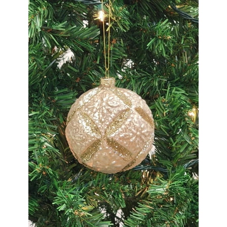 Gold Textured Ball Glass Christmas Ornament F07M7-28-LH76-23041