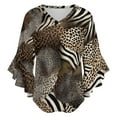 thumbnail image 5 of Animal Print Abstract Pattern Women's V-Neck Blouse With 3/4 Ruffled Bell Sleeves Casual Top Ladies Blouses, 5 of 7