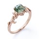 thumbnail image 4 of JeenMata Anillo de Compromiso Inspirado en la Naturaleza de Ágata Verde Musgo Transparente Natural de Talla Cojín de 1 Quilate - Engaste de 4 Puntas - Baño de Oro Rosa de 18 K sobre Plata, 4 of 6