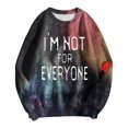thumbnail image 4 of Pullover Sweaters for Women Fall Winter Loose Crewneck Long Sleeve Bubble Cuff Off the Shoulder Curve Hem Graphic Leisure Cotton Sweatshirt Pullover(Black,XL), 4 of 4