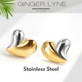 thumbnail image 4 of Curved Heart Earrings for Women by Ginger Lyne | Large Gold Two-Tone Stainless Studs for Her, 4 of 6