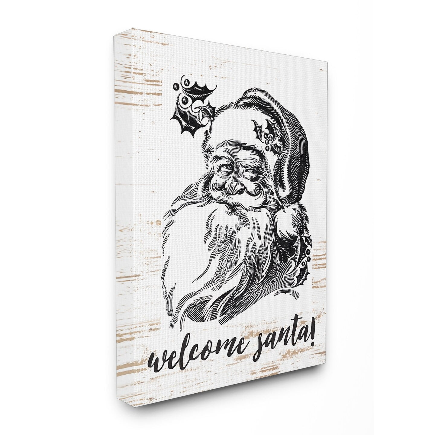 Stupell Christmas Welcome Santa Farmhouse Stretched Canvas Wall Art 16 x 20