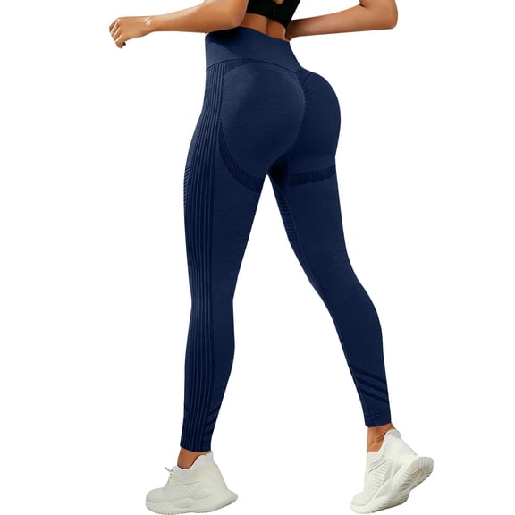 3D Compression Leggings for Women High Waist Tummy Control Yoga Pants Butt Lifting & Smooth Leggings Navy L