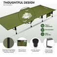 thumbnail image 4 of Lightweight Folding Tent Camping Cot Bed with Lever Lock, Easy Setup Portable Compact for Outdoor Travel, Hunting, Hiking, Motorcycling, Support 330Lbs (Army Green), 4 of 7