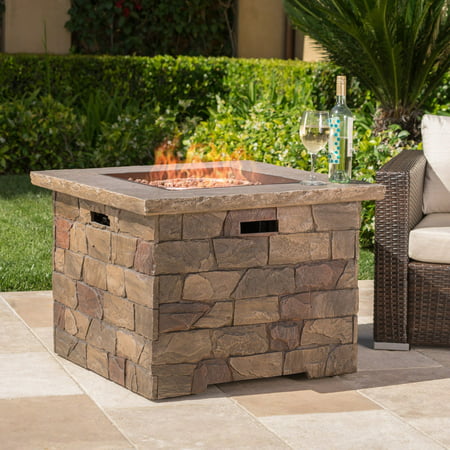 Stillwater Outdoor Square Natural Stone Fire Pit (Best Natural Stone For Fireplace Hearth)