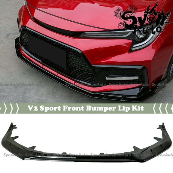 FITS 2020  TOYOTA COROLLA SEDAN SE/XSE GLOSSY BLACK V2 SPORT FRONT BUMPER LIP KIT