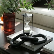 Mainstays 7 Black Metal and Glass Decorative Table Top Hour Glass with White Sand