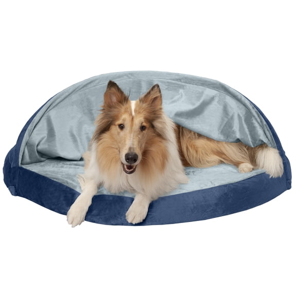 FurHaven Pet Products Microvelvet Snuggery Orthopedic Pet Bed for Dogs & Cats - Navy, 44" Base