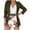 Army Green, variant on Blazer Shorts Set for Women Flroal 2 Piece Long Sleeve Open Front Blazer Short Suits Business Outfits with Belt