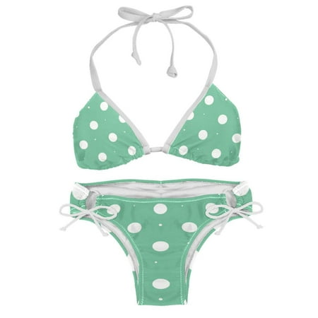 Sexy Women s String Bikini Set Mint Green White Polka Dot Print Two Piece Triangle Bathing Suit Swimsuits