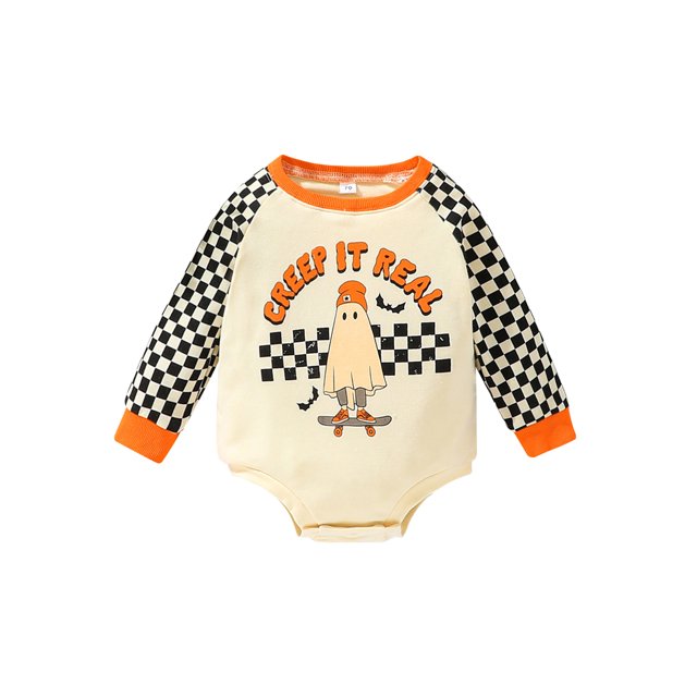 Gupgi Halloween Bodysuits for Baby Girls Boys Contrast Color Long Sleeve Sweatshirt Romper