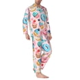 thumbnail image 2 of Salouo Cupcakes and Donuts Print Button-Front Long Sleeve Pajama Set for Men, Soft 2Pjs Men's Long Sleeve Sleepwear-X-Large, 2 of 7
