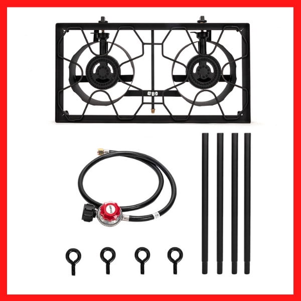 Hottest 2 Burner Outdoor Propane Gas Stove 150,000 BTU High Pressure Stand Cooker for Backyard Cooking Camping Home Brewing Canning Turkey Frying, 20 PSI Regulator