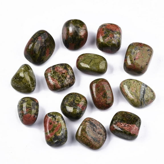 Natural Unakite Beads Healing Stones for Energy Balancing Meditation Therapy Tumbled Stone Vase Filler Gems No Hole/Undrilled 19~30x18~28x10~24mm 250~300g/bag