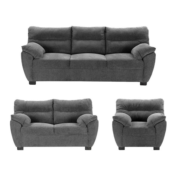Sala 3-2-1 Dicasa Monza (Sofá, Love Seat y Sillón) Gris para Sala