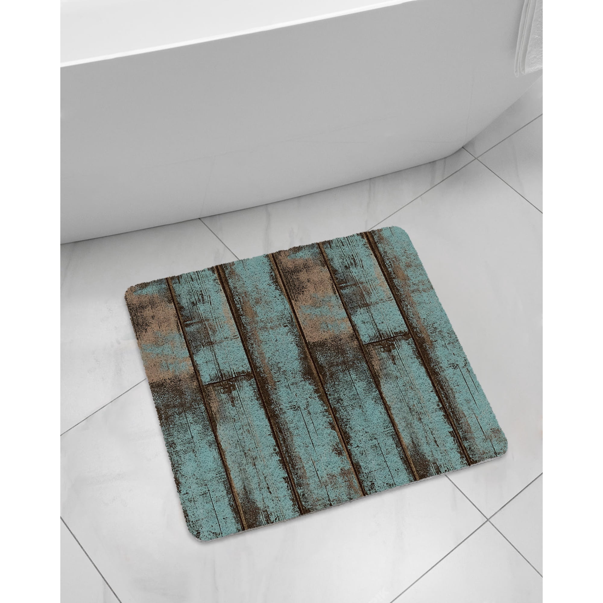 Retro Wood Grain Non-Slip Bathtub Mat, Gradient Barn Door Farmhouse Board PVC Bath Mat for Tub Quick Drying Shower Mats for Inside Shower, Foot Scrubber Loofah Bathroom Mats 24x24 Inches