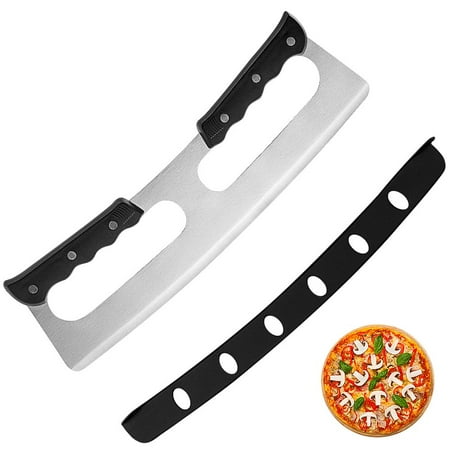 

Julam Pizza Cutter Rocker with Protective Cover|Stainless Steel Pizza Slicer Double Handle Chopper|Funny Kitchen Gadgets Accessories for Pie Cakes