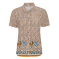 thumbnail image 4 of Xunmmm Button Down Shirt for Women Casual Art Flower Printed Short Sleeved Shirt Breathable Summer Fashion Pink1 M, 4 of 4