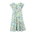 thumbnail image 4 of Auroural Girls Dresses Size 8-10 Girls' Summer Flower Print Short Sleeve Ruffled Pockets Round-Neck Printed Dress For Kids, 4 of 6