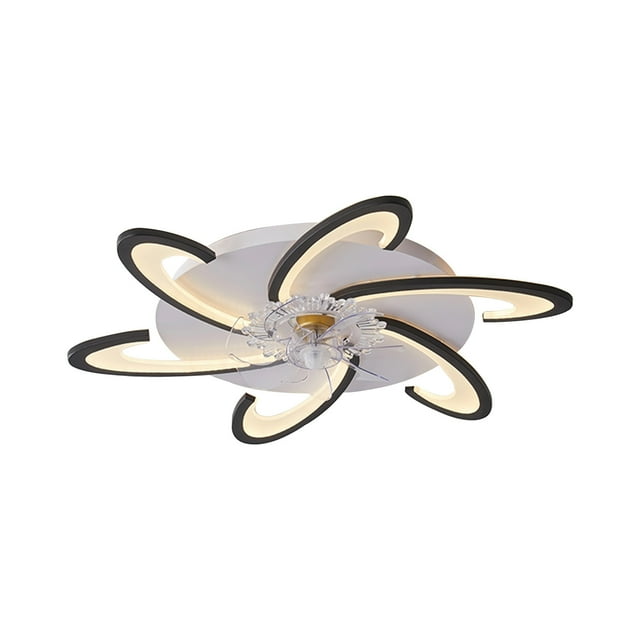 Black Ceiling Fan With Light Remote Control 3 Wind Levels Dimmable Invisible Blades 32.28X5.12 Inch Flush Mount For Bedroom Living Room Kitchen 110V