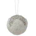 thumbnail image 2 of Northlight Faux Fur and Sequine Christmas Ball Ornament - White - 4.25", 2 of 5