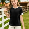 thumbnail image 3 of Xyxonk Girls Tops Kids Casual Crew Neck T Shirt 2025 Soft Blouses Summer Short Sleeve Solid Color Clothing 1-15 years Black, 3 of 7