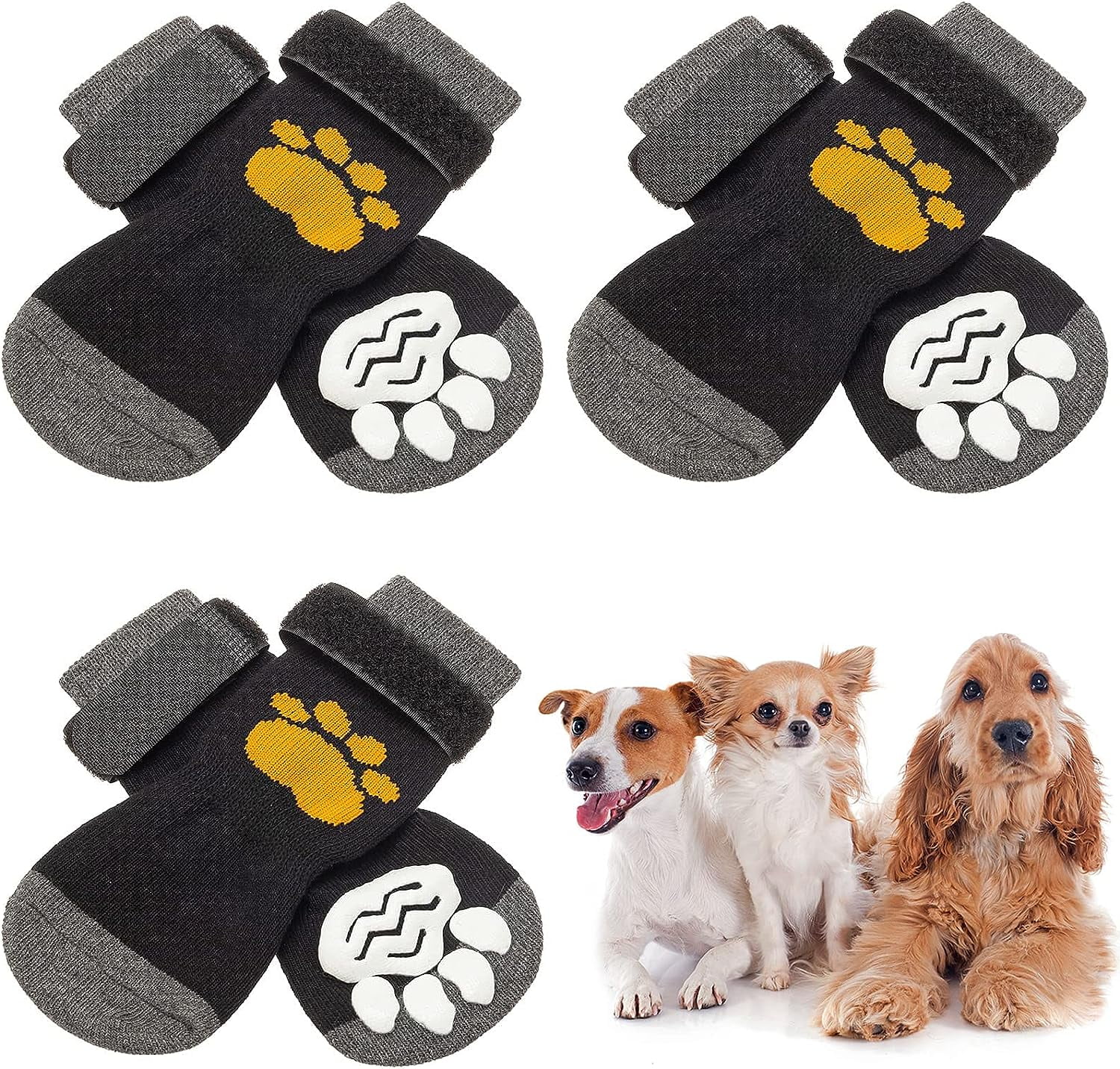 6 Pcs Dog Socks, AntiSlip Dog Grip Socks, 3 Pairs Paw Protector with