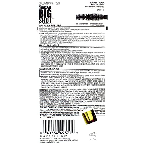 Maybelline New York Mascara lavable Volum' Express The Colossal Big Shot 0,33 oz liq