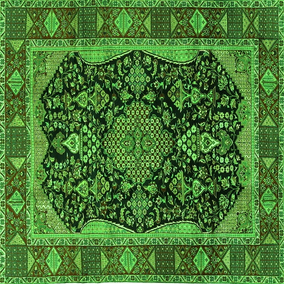 Ahgly Company Indoor Square Persian Green Traditional Area Rugs, 7' Square