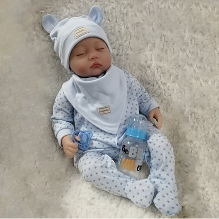 22-Inch Lifelike Reborn Baby Dolls Handmade Newborn Boy Doll Soft Cloth Body Sleeping Doll Gift