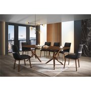 Limari Home Utah Rectangular Bevelled-Edge Solid Wood Dining Table in Brown