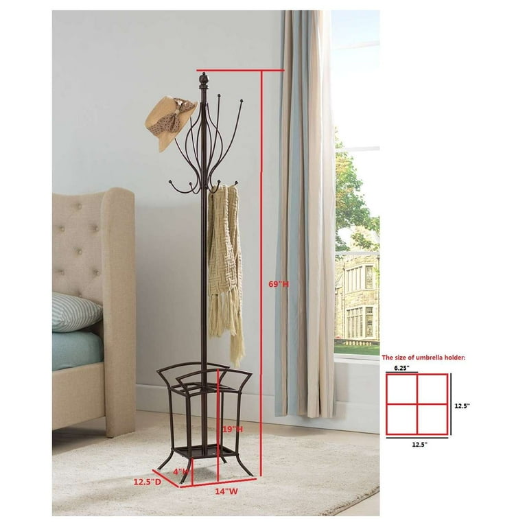 KB 69 x 14 x 13 in. Coat Rack with Umbrella Stand Bronze Walmart