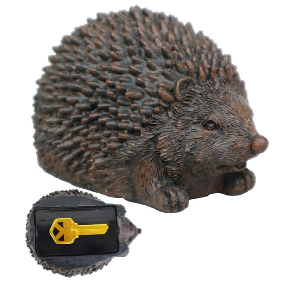 Memeyou Hide a Key Outside Hedgehog Compartment Faux Key Hider Rock Decoration Outdoor Fob Spare Container Safe Lock Box Holder for Yard Garden House