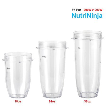 Nutri Ninja 24 oz & 18 oz Blender Cups + 1 Lid & Blade Assembly 3 4/5  Opening